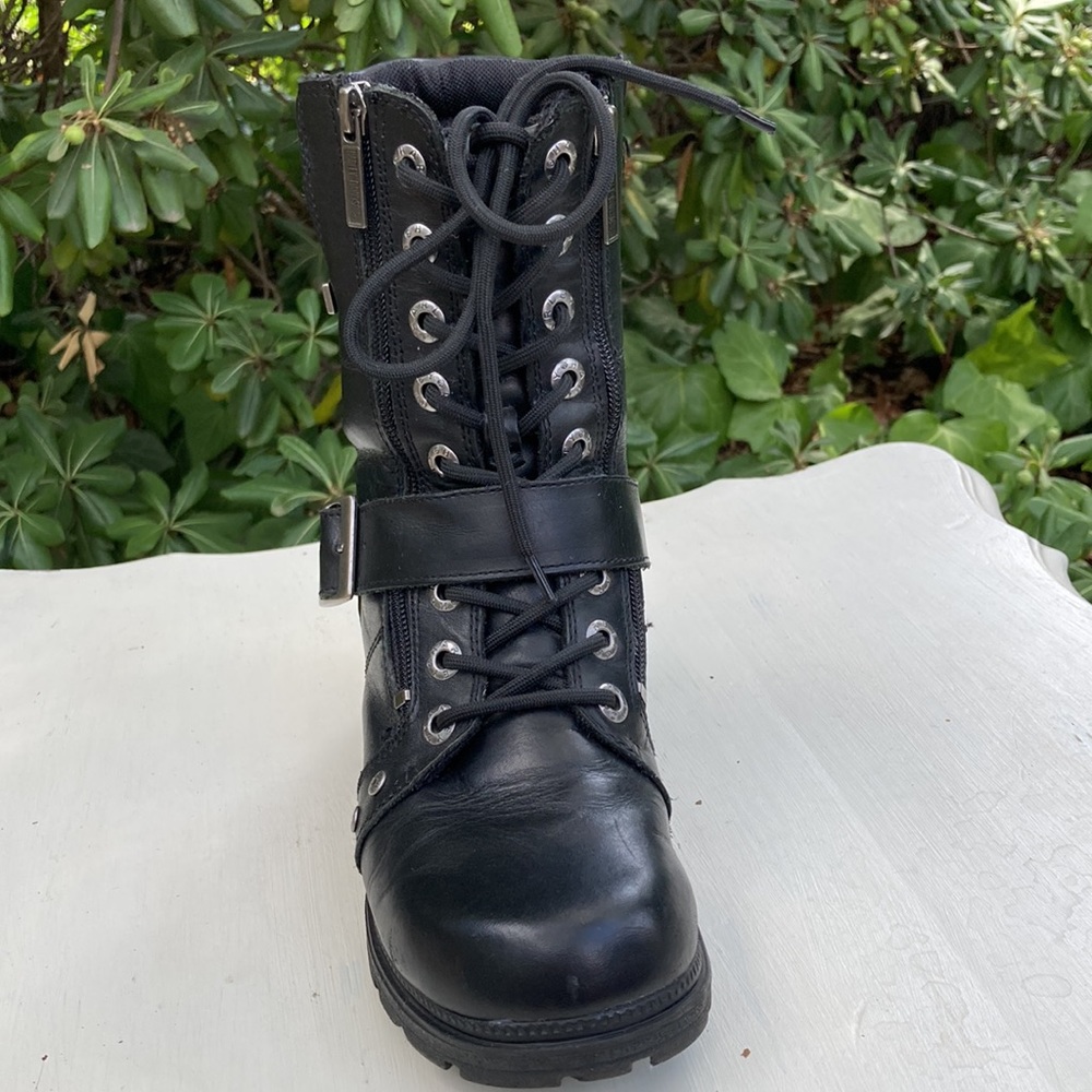 EUC Harley Davison Tally Ridge Moto Combat Riding Black Leather Boots Size 7